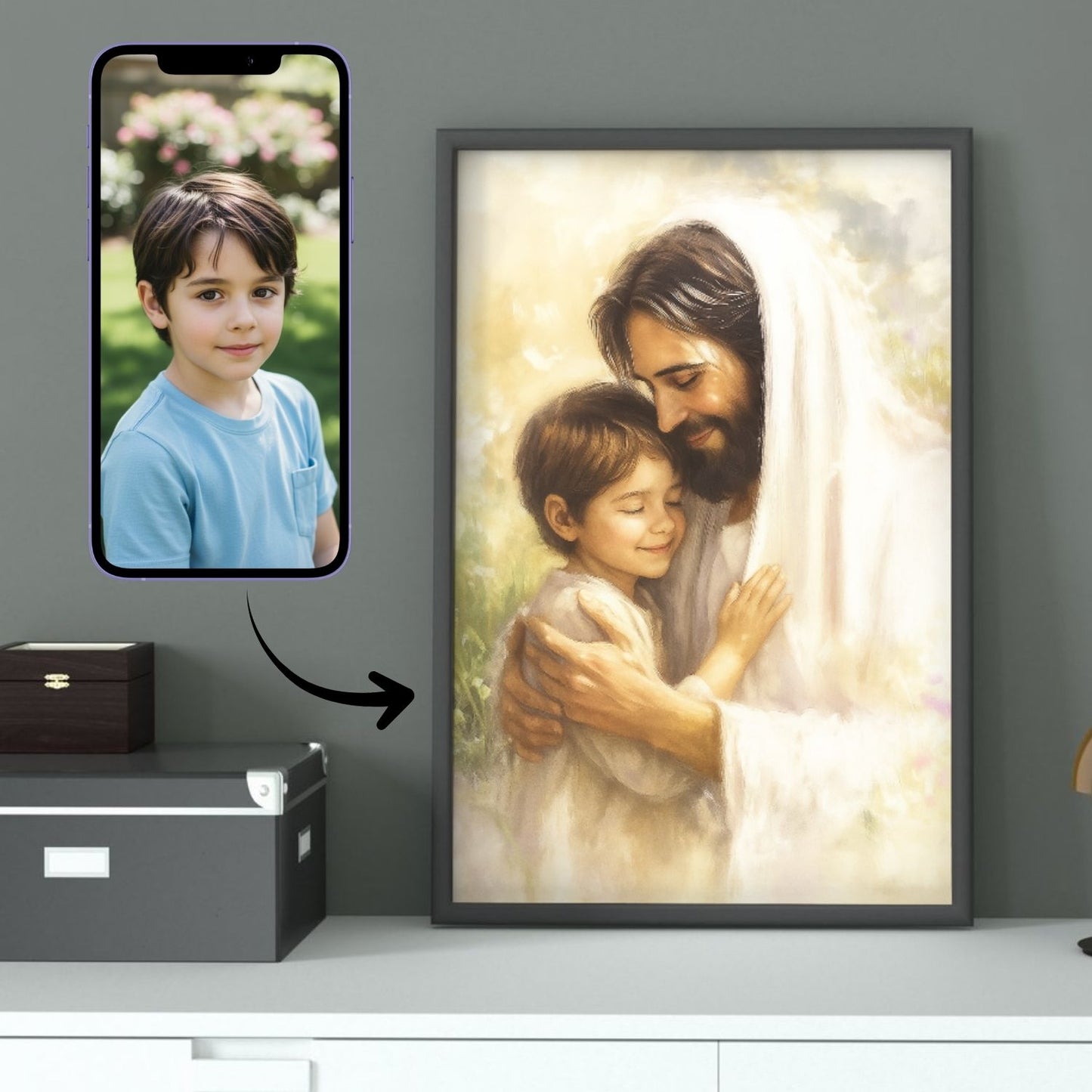 Personalized Portrait of Your Child / Grandchild with Jesus
